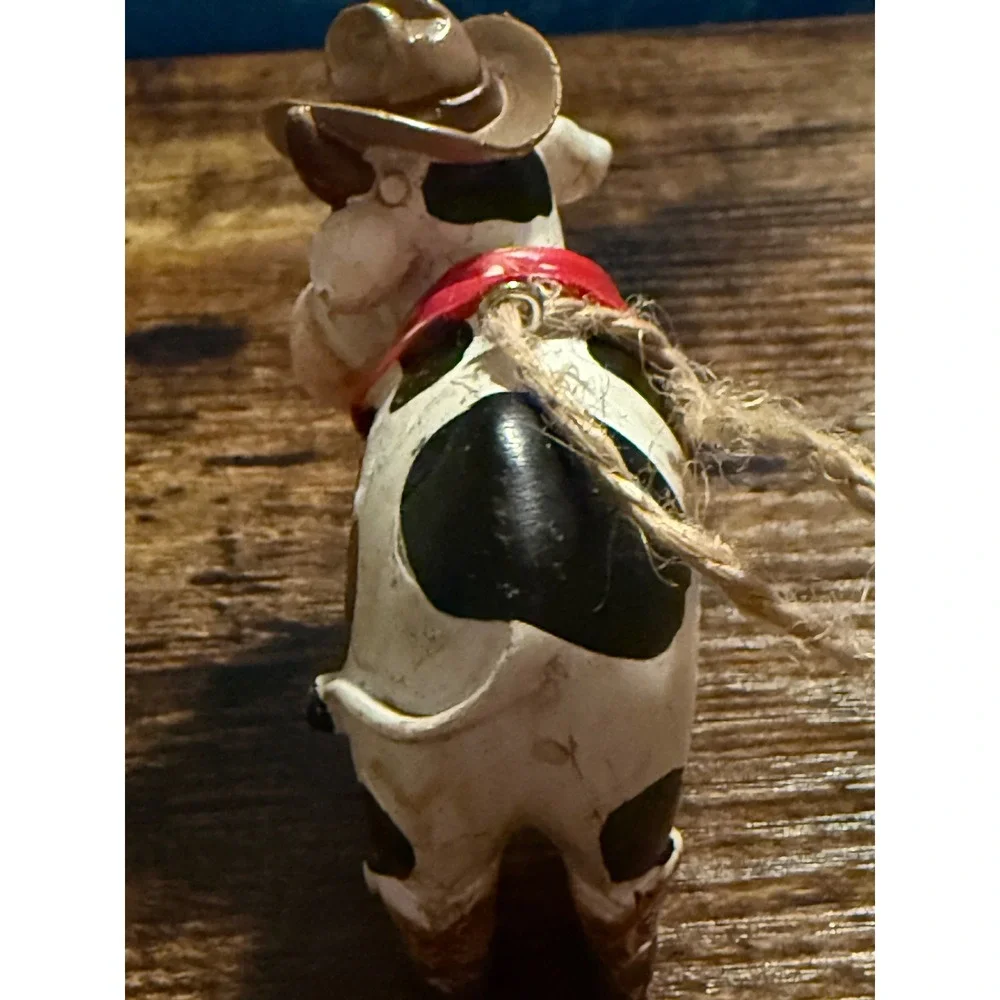 Western Cowboy Cow Ornament Resin Figurine Hat Bandana Boots Farmhouse Decor